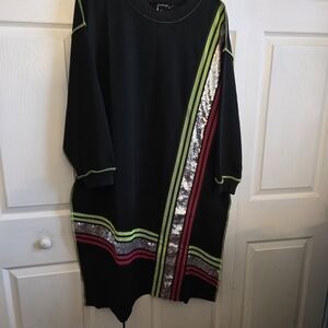 Stylish Black Midi Dress with Sequin Detail